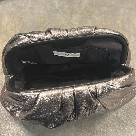 A.L.C MILO METALLIC VEGAN LEATHER CLUTCH